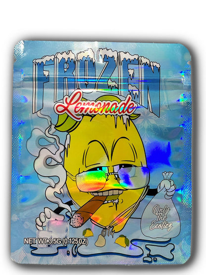 Frozen Lemonade Mylar Bags | 50pc 3.5g Exotic Resealable Storage Set Mylar Exoticz
