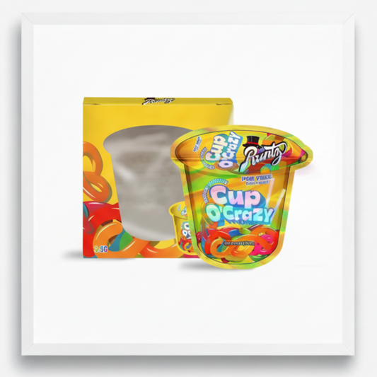Cup O'Crazy Mylar Bags Window Boxes Premium Card