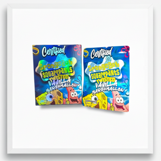 Certified SpongeBob SquarePants Twisted Vanilla Marshmallow Mylar Bags Boxes Premium Card