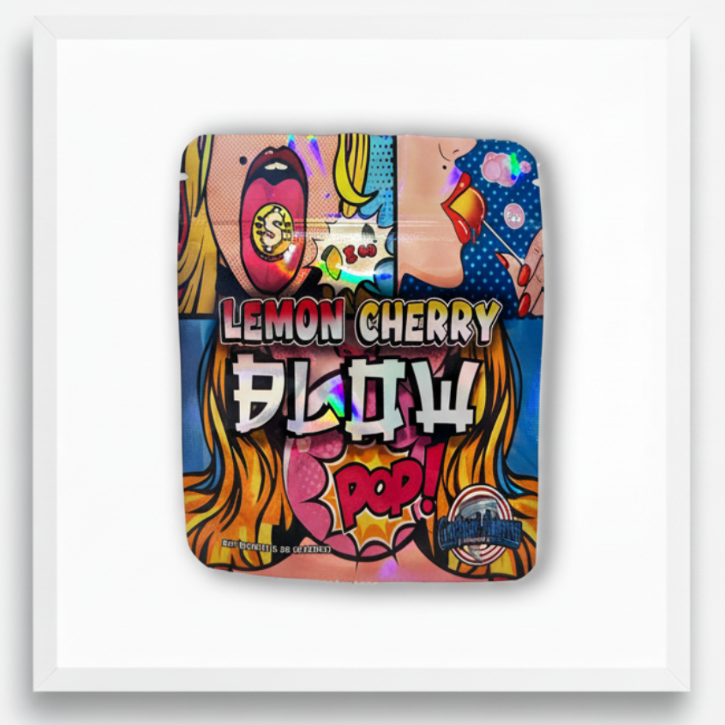 Lemon Cherry Blow Pop Mylar Bags Premium Card