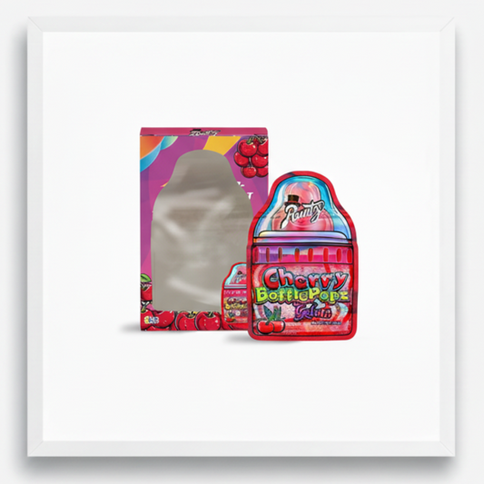 Cherry BottlePopz Mylar Bags Window Boxes Premium Card