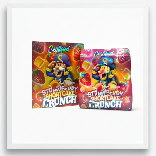 Certified Strawberry Shortcake Crunch Mylar Bags Boxes Premium Card