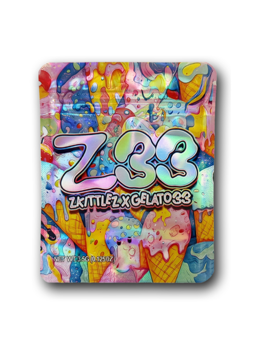 Z33 Ice Cream Candy Mylar Bags | 50pc 3.5g Dessert-Themed Resealable Storage Set Mylar Exoticz