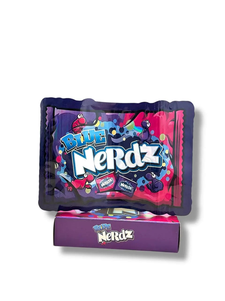 Blue Nerdz Mylar Bags + Boxes | 100pc 3.5g Exotic Storage Set Candy