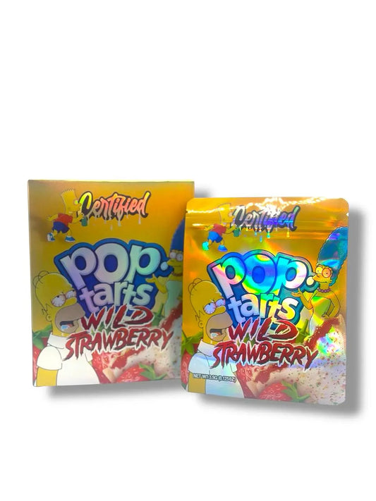 Pop-Tarts Wild Strawberry Simpsons Mylar Bags + Boxes | 100pc 3.5g Exotic Storage Set Mylar Exoticz