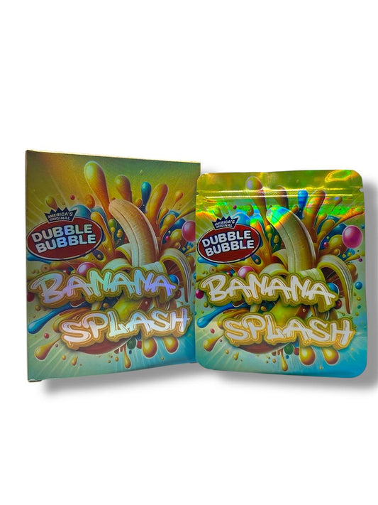 Banana Splash Dubble Bubble Mylar Bags + Boxes | 100pc 3.5g Exotic Storage Set Mylar Exoticz