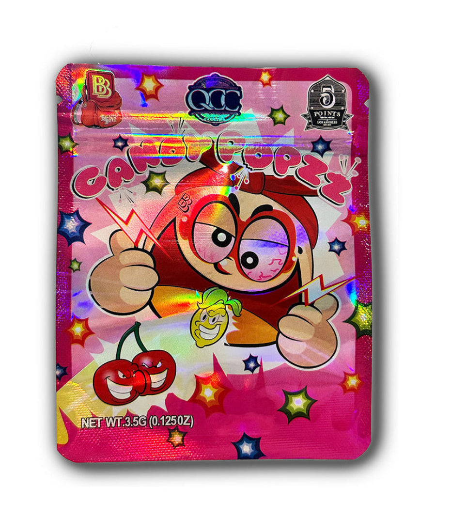 Candy Popzz Cherry Mylar Bags | 50pc 3.5g Exotic Resealable Storage Set Mylar Exoticz