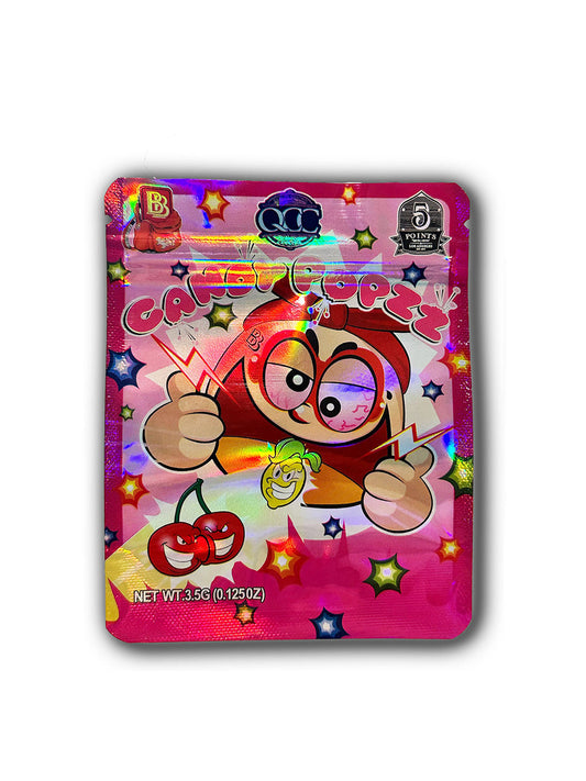 Candy Popzz Cherry Mylar Bags | 50pc 3.5g Exotic Resealable Storage Set Mylar Exoticz