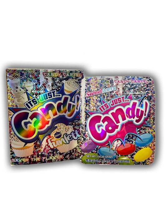 It's Just Candy Funfetti Mylar Bags + Boxes | 100pc 3.5g Exotic Limited Edition Storage Set Mylar Exoticz