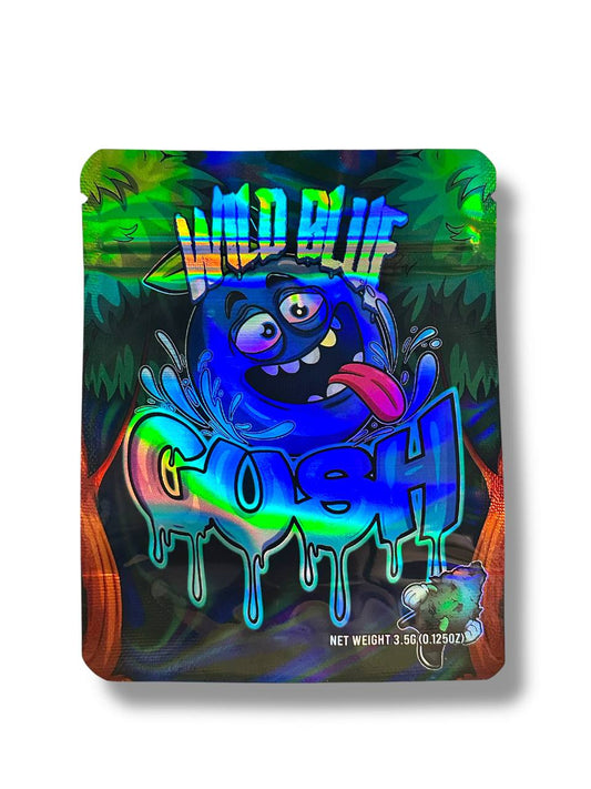 Wild Blue Gush Mylar Bags | 50pc 3.5g Exotic Resealable Storage Set Mylar Exoticz