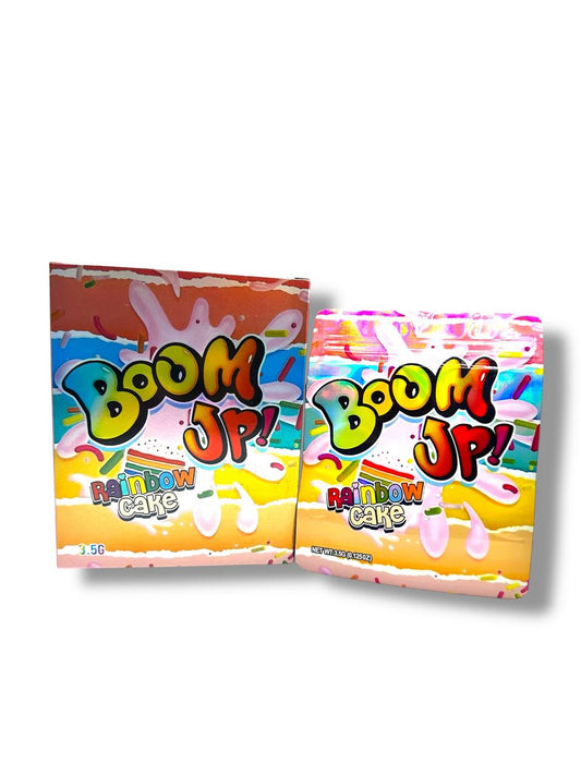 Boom Up Rainbow Cake Mylar Bags + Boxes | 100pc 3.5g Exotic Resealable Storage Set Mylar Exoticz