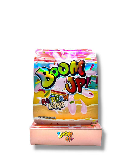 Boom Up Rainbow Cake Mylar Bags + Boxes | 100pc 3.5g Exotic Resealable Storage Set Mylar Exoticz