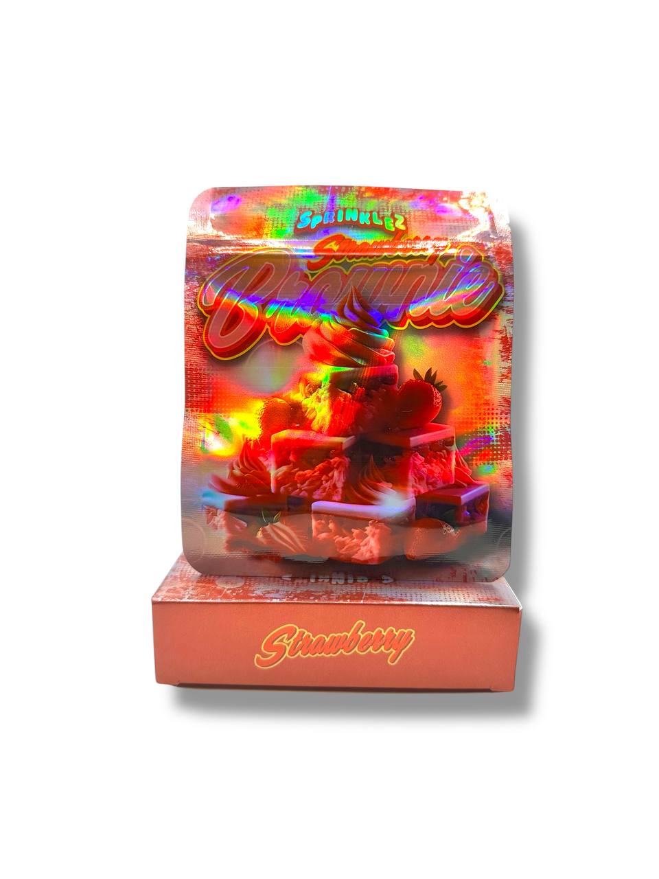 Sprinklez Strawberry Brownie Mylar Bags + Boxes | 100pc 3.5g Exotic Resealable Storage Set Mylar Exoticz