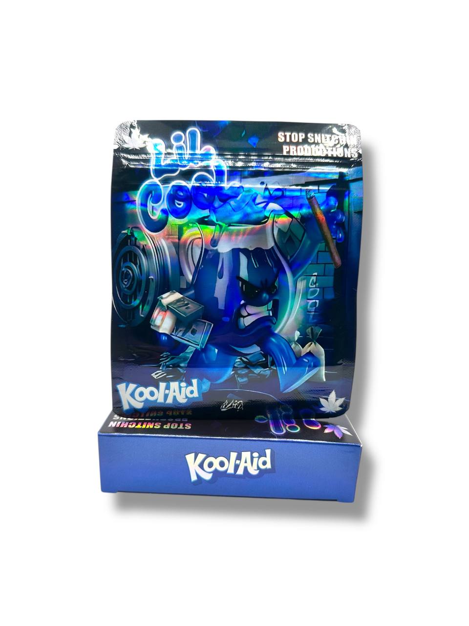 Kool Aid Lil Cool Blue Mylar Bags + Boxes | 100pc 3.5g Exotic Resealable Storage Set Mylar Exoticz