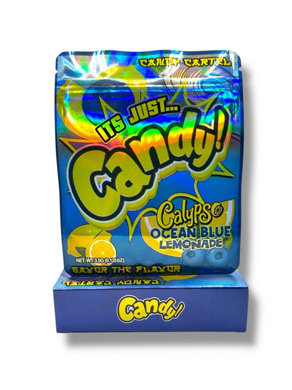 It’s Just Candy Calypso Ocean Blue Lemonade Mylar Bags + Boxes | 100pc 3.5g Exotic Resealable Storage Set Mylar Exoticz